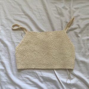 Unworn ZARA cream knit cropped top small